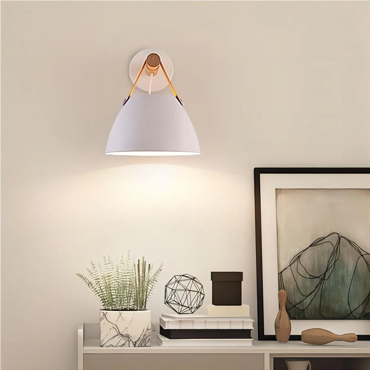 Scandinavisch design walnoothouten riemwandkandelaar HL89
