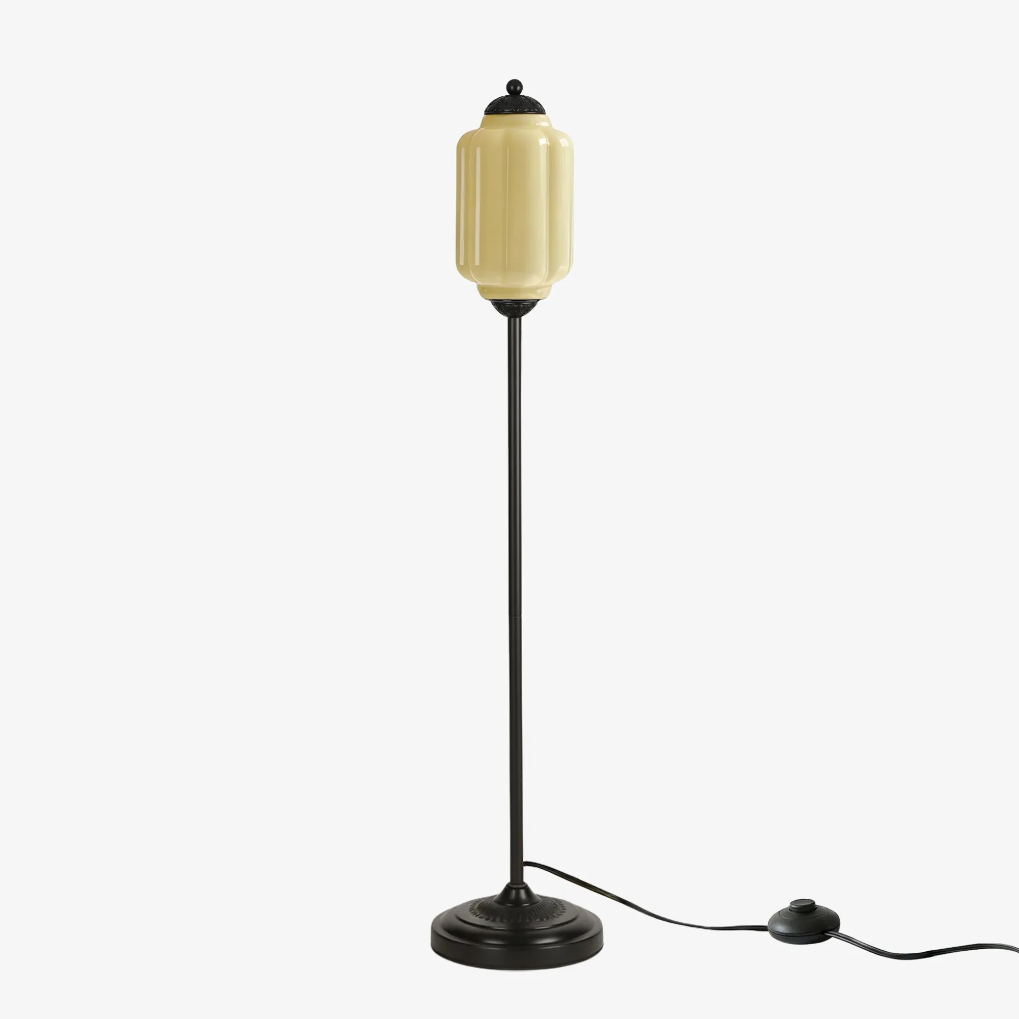 Eloise Vloerlamp van getextureerd glas in pompoenvorm - Organisch artistiek ontwerp en retrostijl voor de woonkamer HL2510