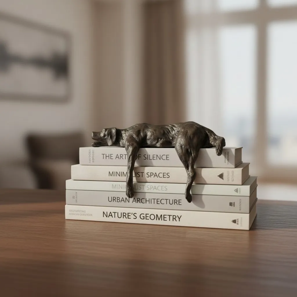 Floxo Lazy Dog en Abstracte Scandinavische Mensenfiguur Minimalistische Sculptuur voor Moderne Planken en Bureaus HL2521