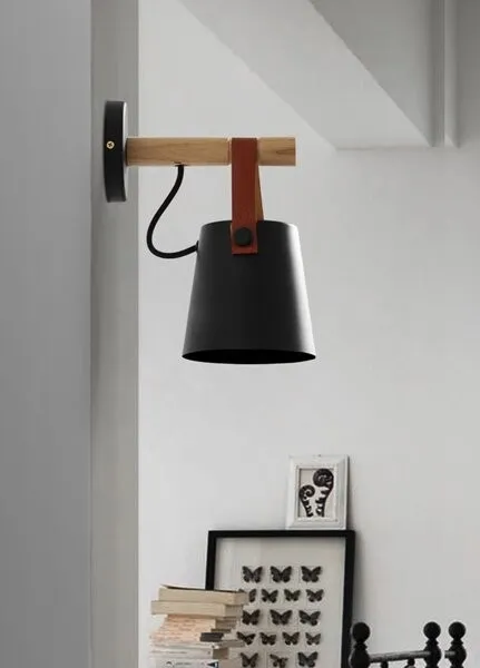 Scandinavische houten riememmer wandlamp HL62