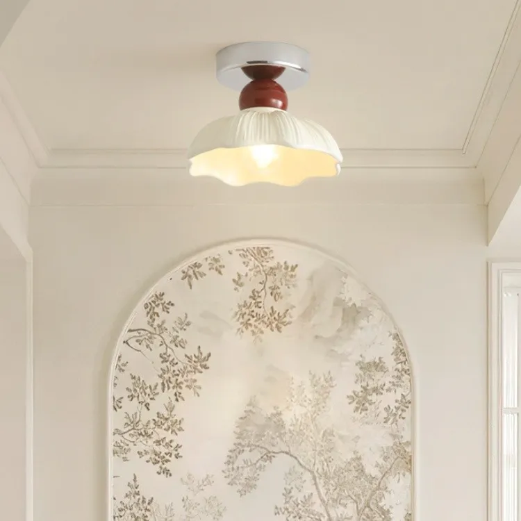 Nordic Retro Bloemblaadje Crème Plafondlamp HL229