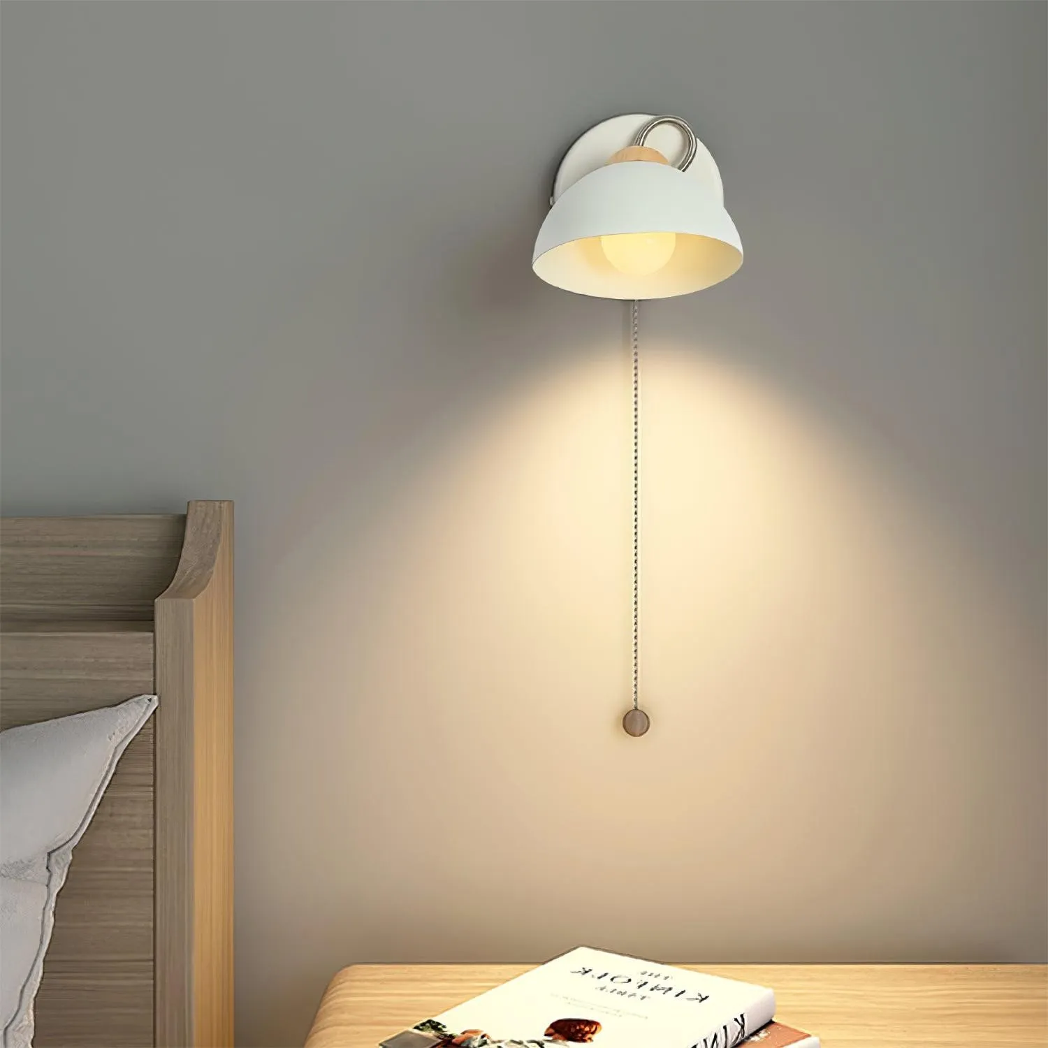 Scandinavische draaibare metalen houten wandlamp HL74