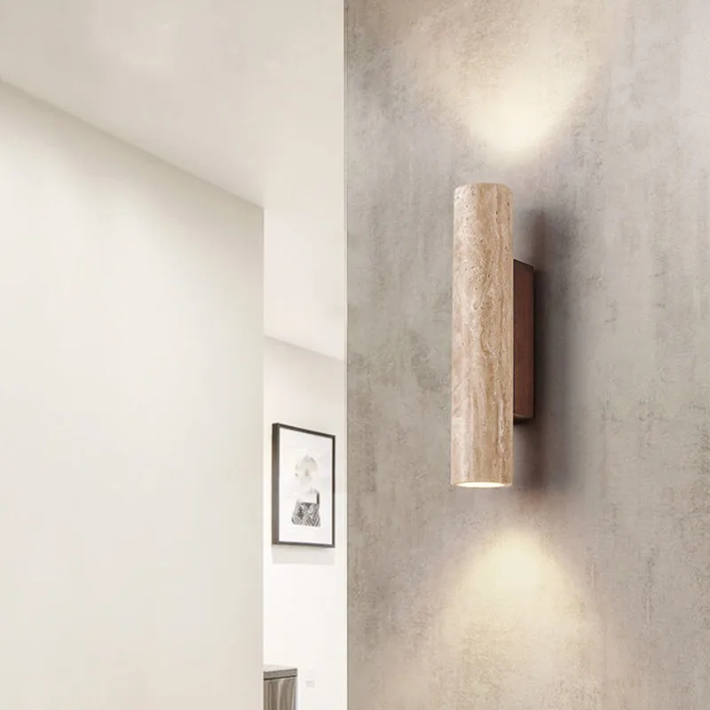 Japandi Tube Travertine Minimalistische Wandlamp HL1286