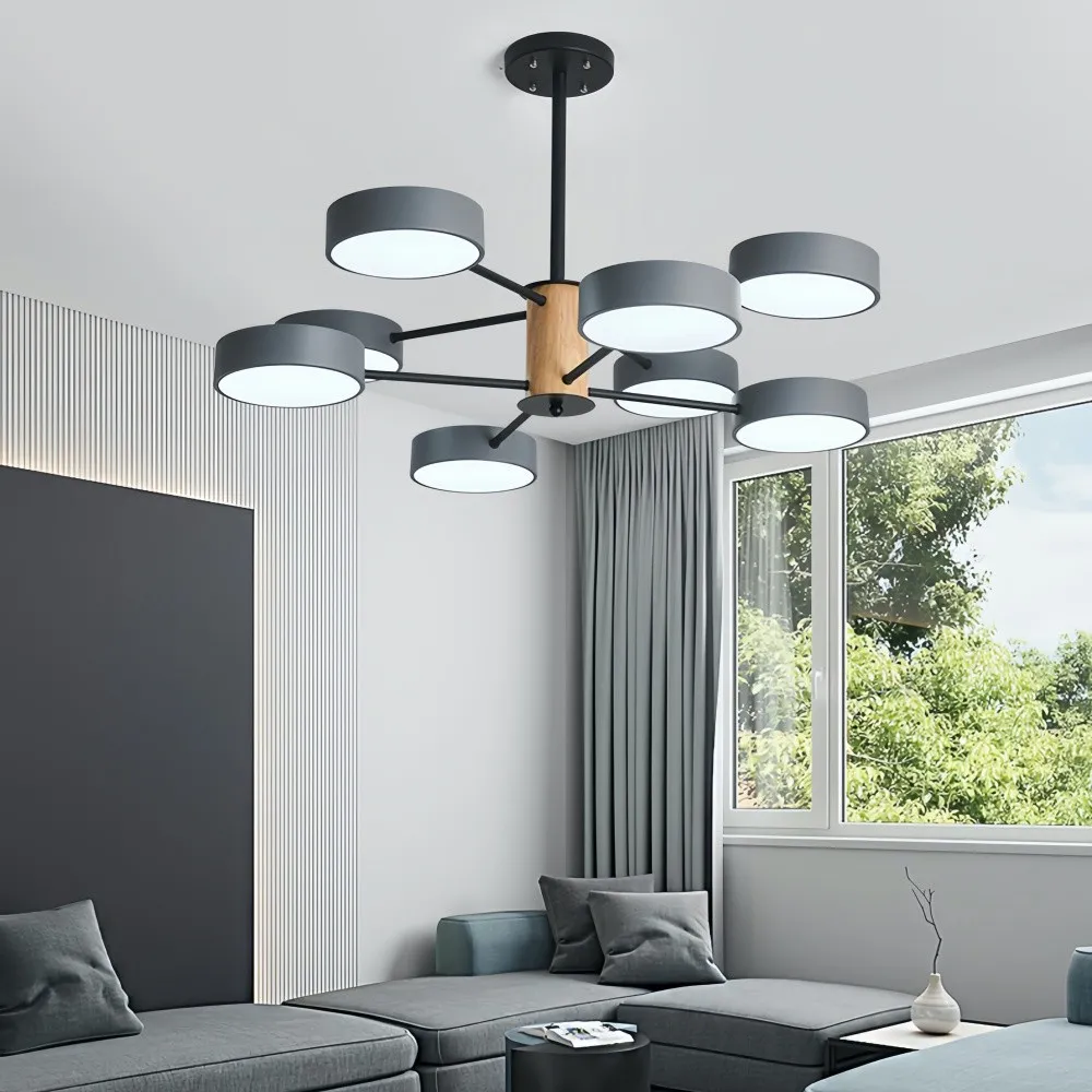 Scandinavische kroonluchter met houten takken - Sputnik Disc LED-lamp HL1352