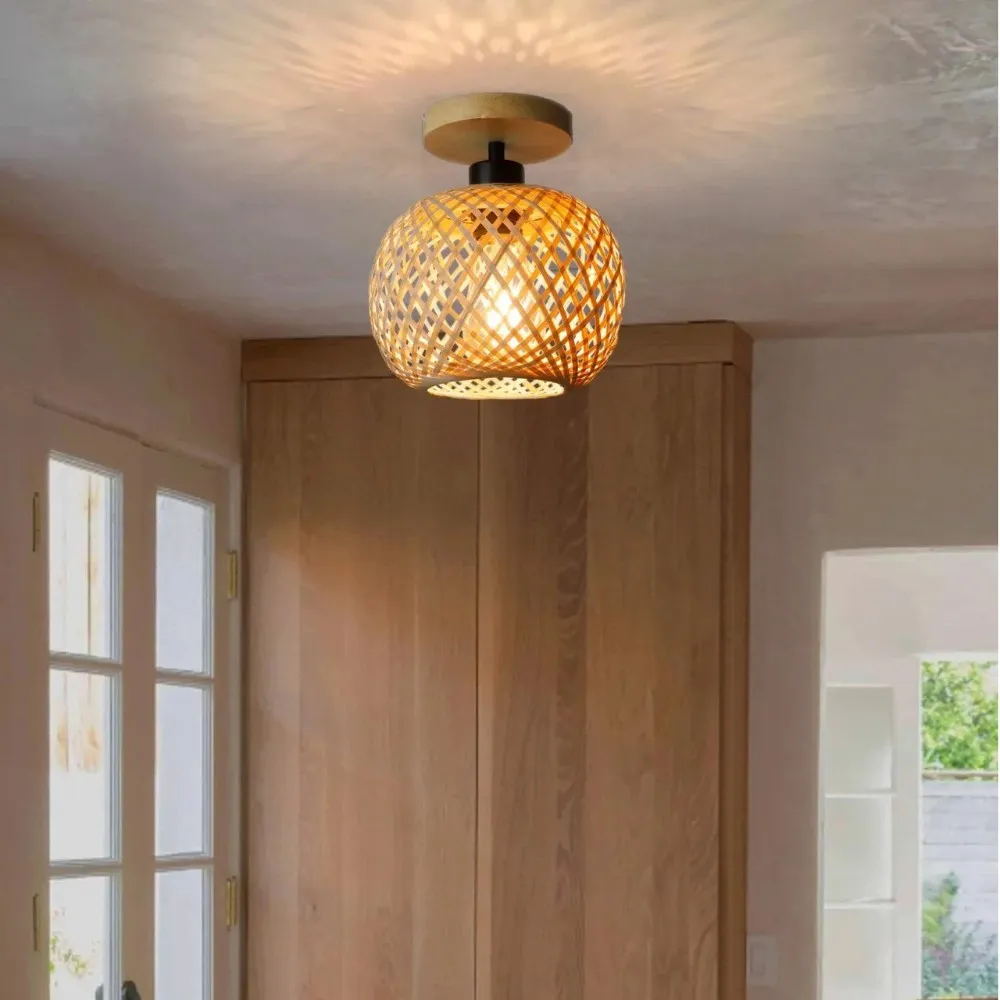 Handgemaakte, etherische bamboe plafondlamp HL3421
