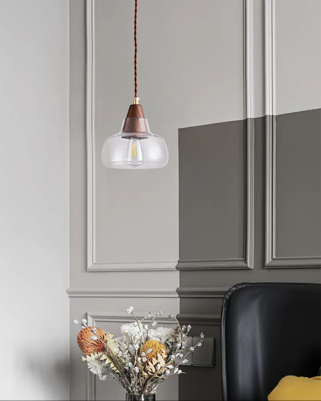 Hanglamp van notenhoutglas HL915