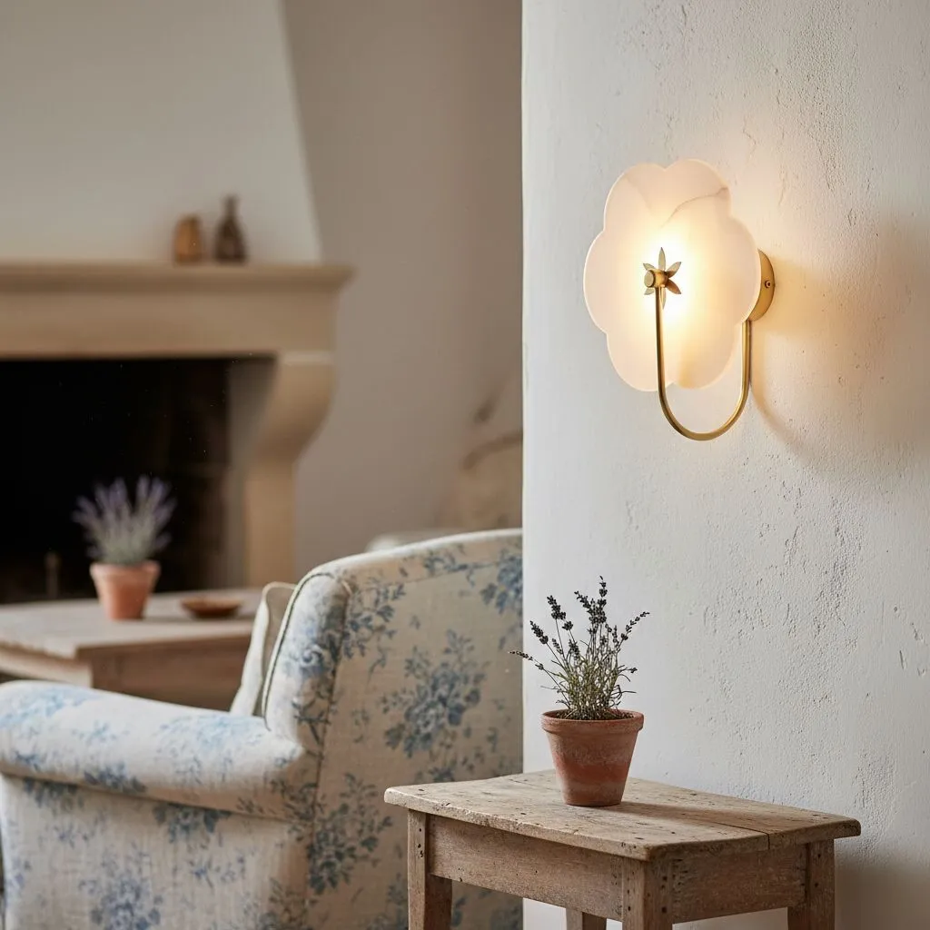 Albi Albasten Wandlamp - Uitgesneden bloemmotieven, geschikt voor woonkamers of slaapkamers HL1907
