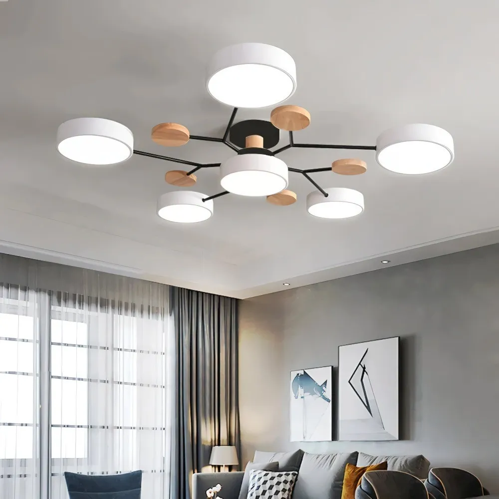 Nordic Vertakte Schijf LED Warm Witte Plafondlamp HL314