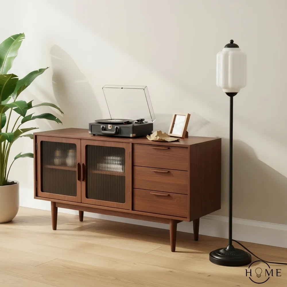 Eloise Vloerlamp van getextureerd glas in pompoenvorm - Organisch artistiek ontwerp en retrostijl voor de woonkamer HL2510
