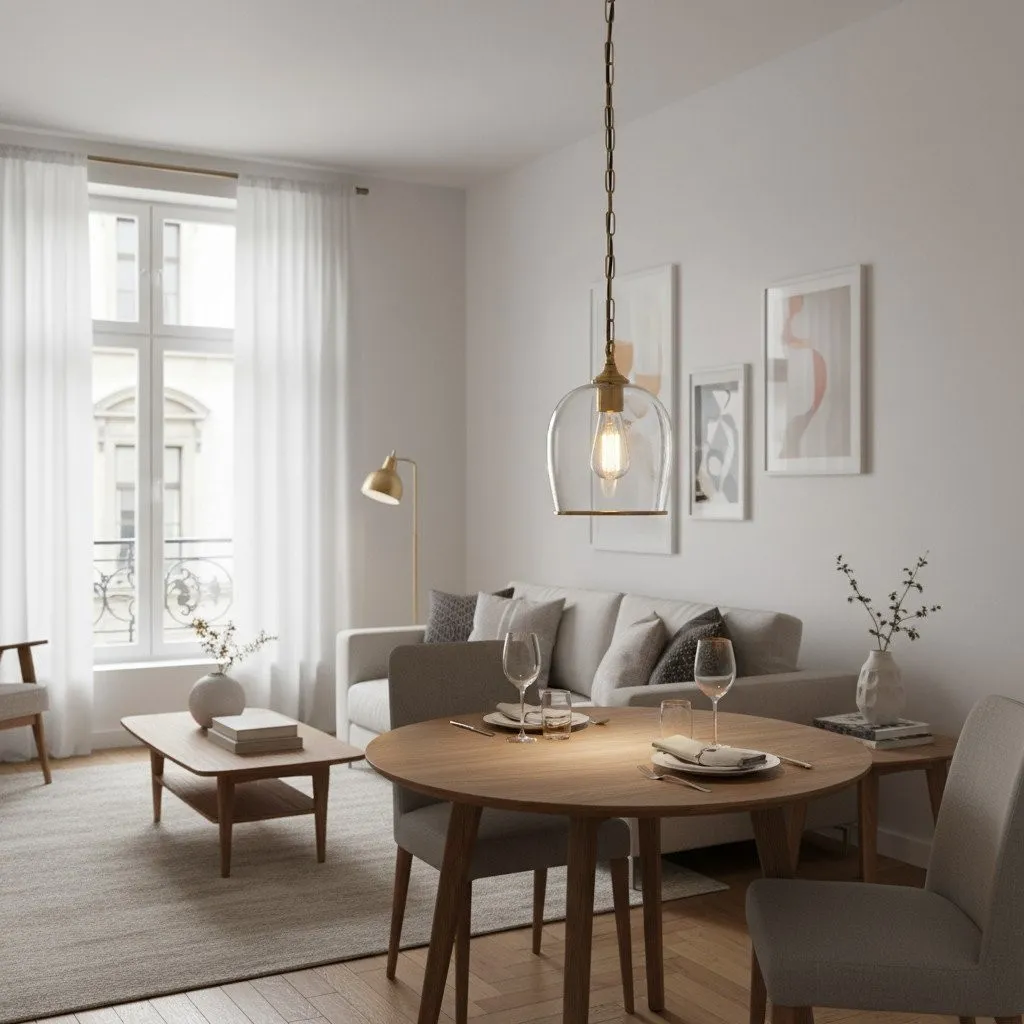 Brazara Hanglamp met Glazen Koepel - Klassiek ontwerp met Metalen Rand voor Keuken en Eetkamer HL2110