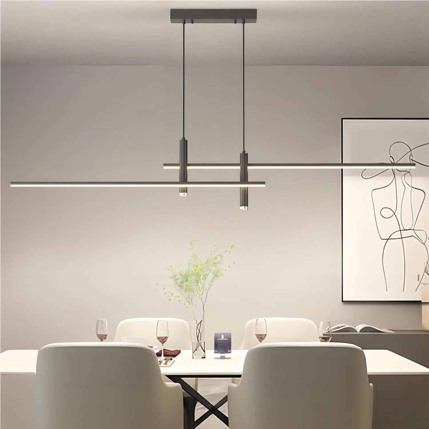 Moderne meerlaagse lineaire dimbare hanglamp HL150