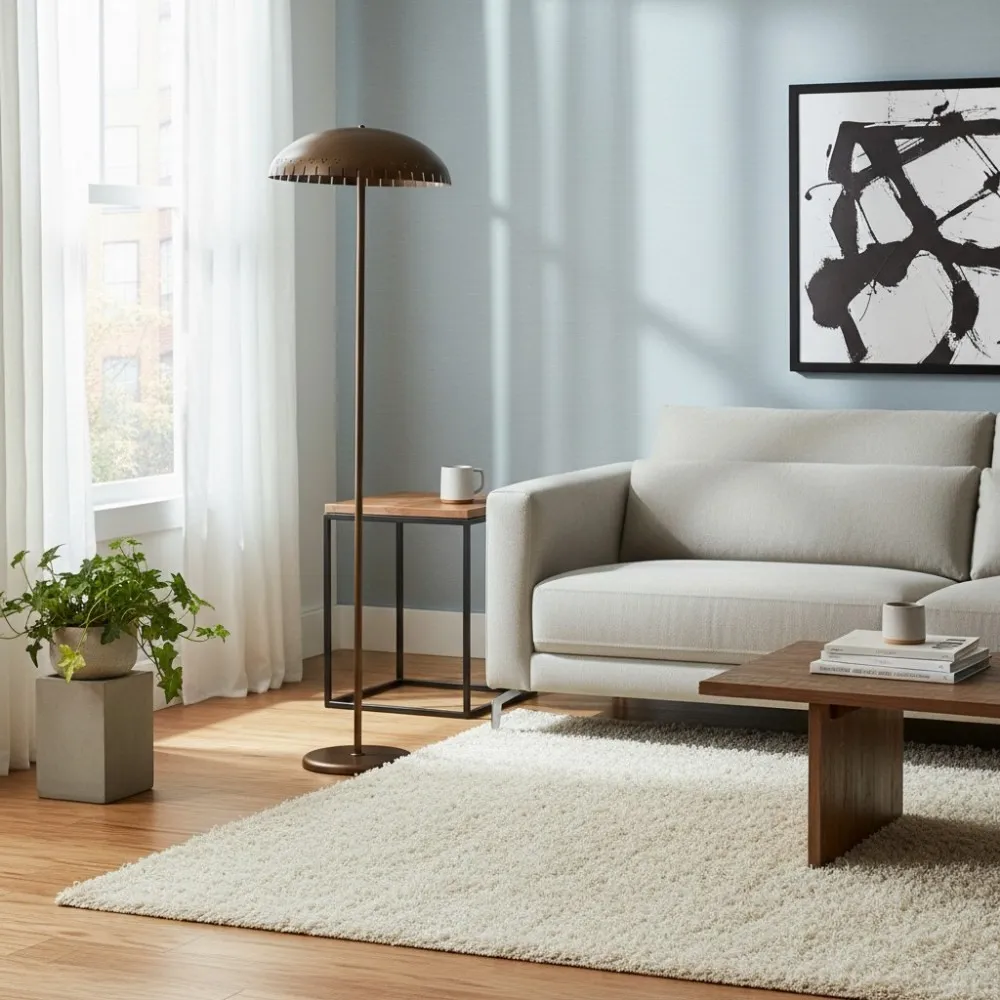 Lustrona metalen staande vloerlamp - moderne accentlamp met halfronde kap voor een stijlvolle inrichting van uw huis HL1855