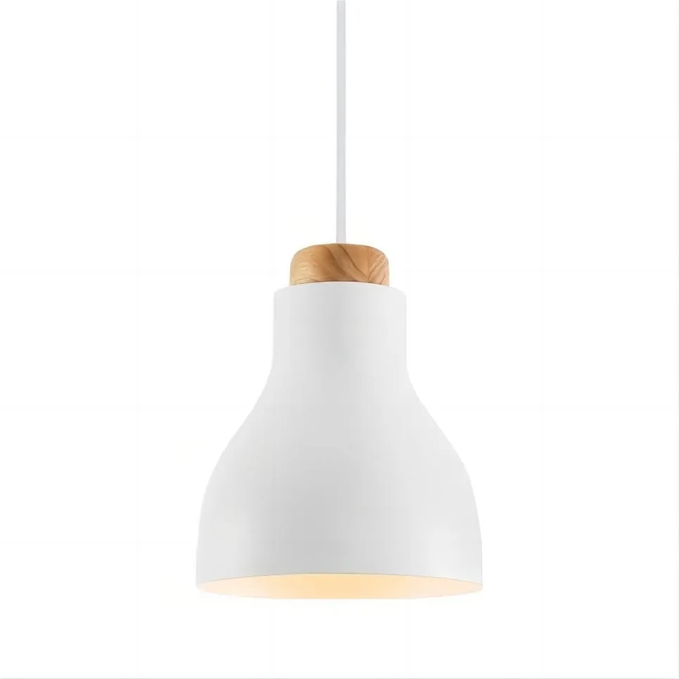 Nordic cilinder hanglamp met houten kop HL197