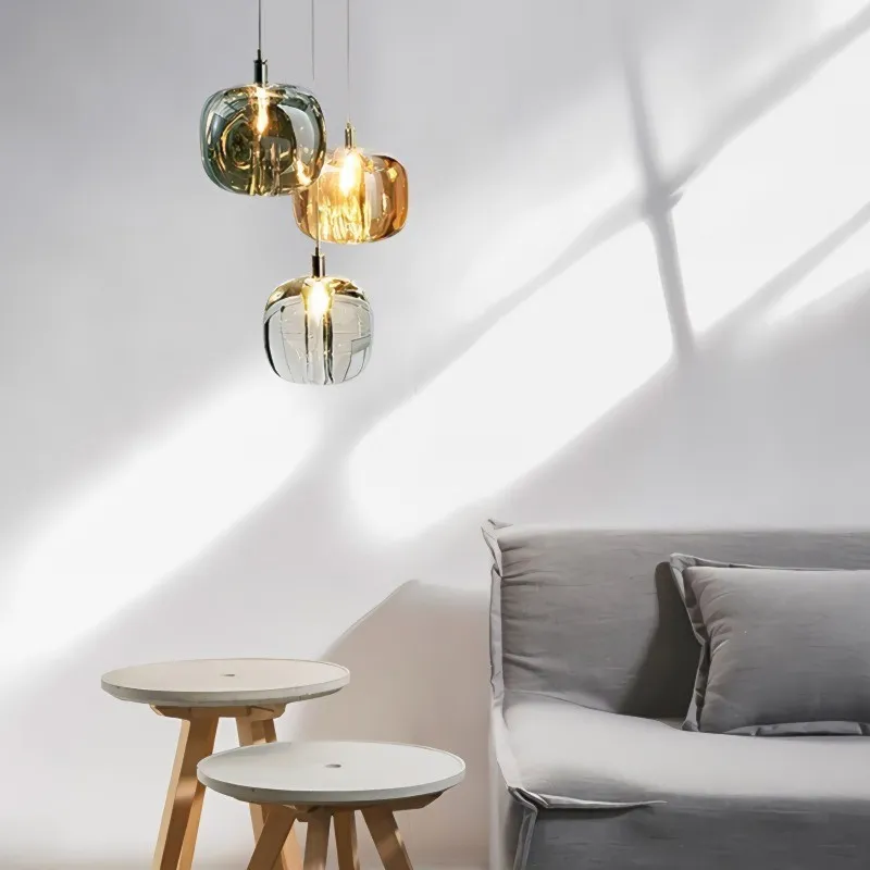 Cubie kroonluchter rookglas bol hanglamp voor kookeiland