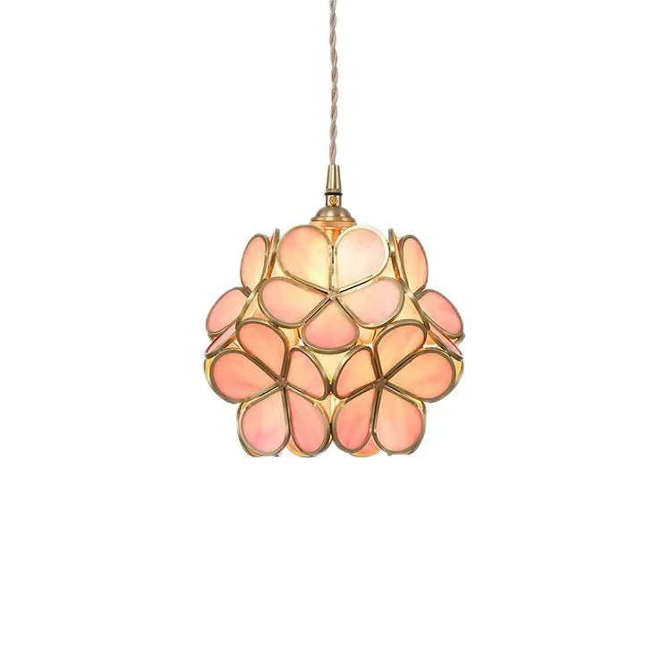 Romantische handgeblazen glazen bloemblad hanglamp HL47
