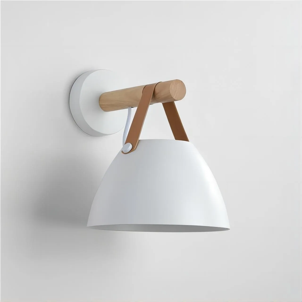 Scandinavisch design walnoothouten riemwandkandelaar HL89