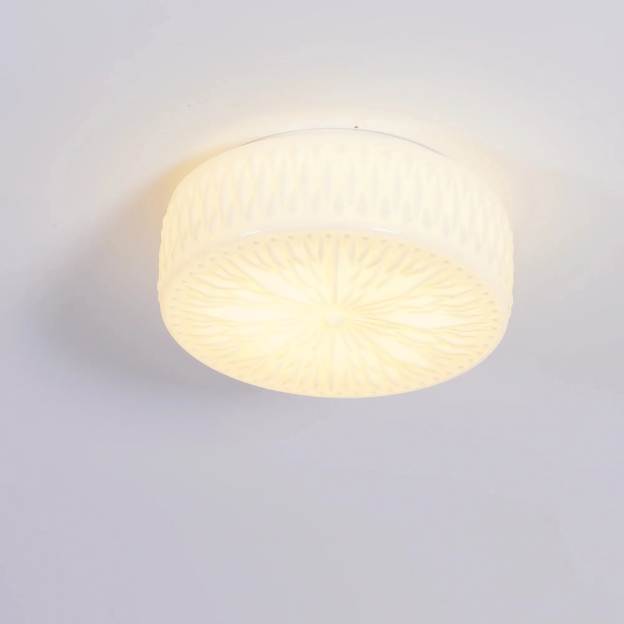 Vintage gebeeldhouwde glazen schijfplafondlamp HL194