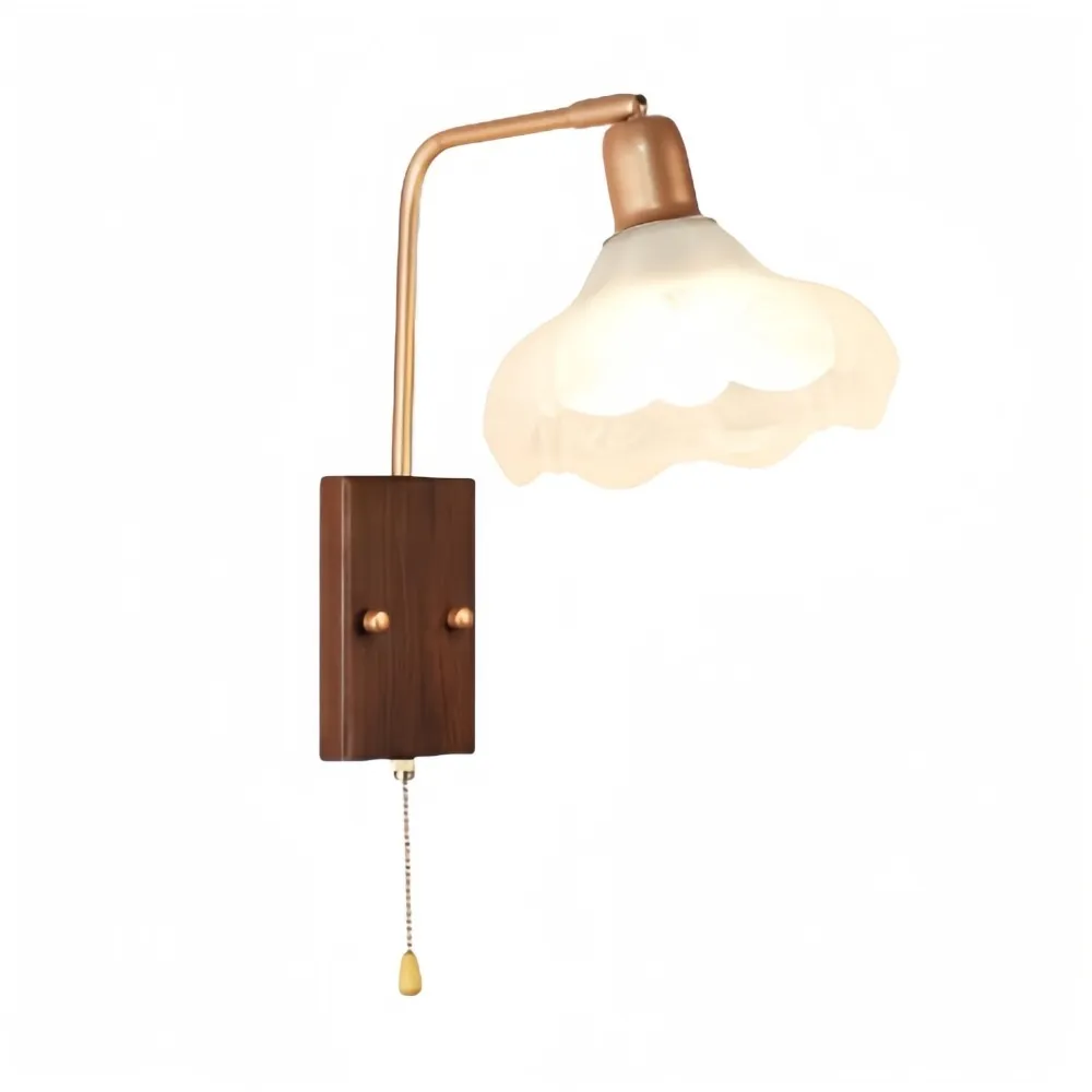 Franse ijzeren glazen bloemenwandlamp met zwenkarm en rits HL1087