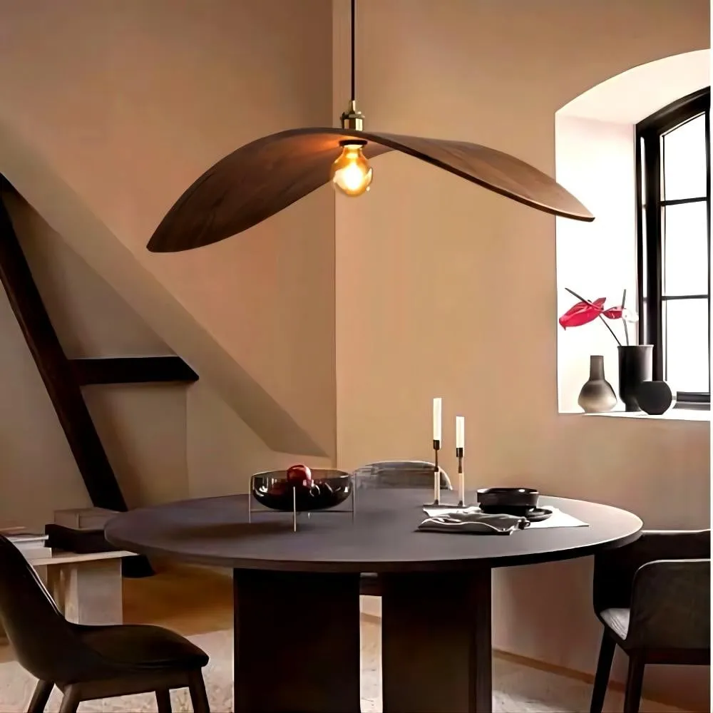 Curve houten hanglamp met vliegend blad HL132
