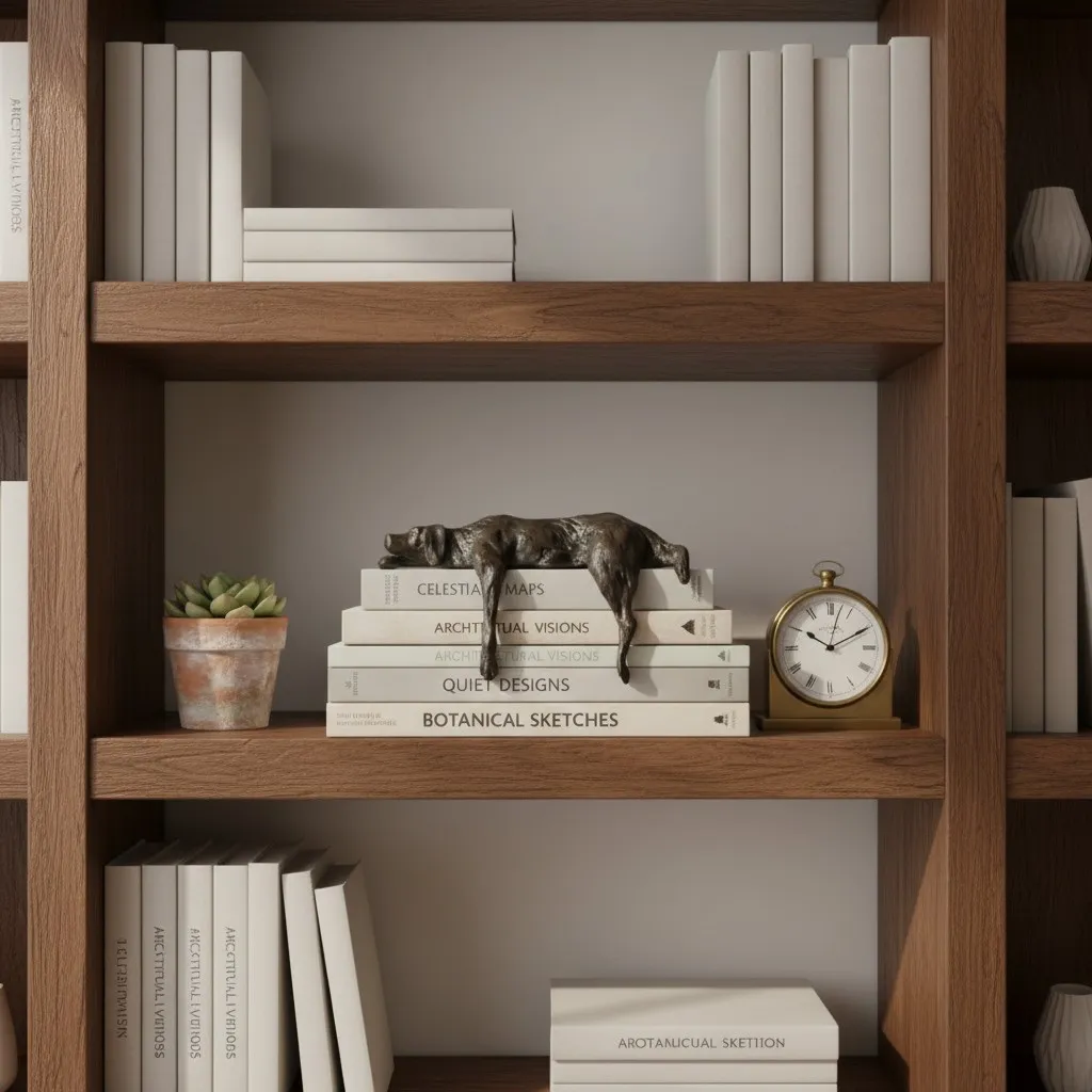 Floxo Lazy Dog en Abstracte Scandinavische Mensenfiguur Minimalistische Sculptuur voor Moderne Planken en Bureaus HL2521