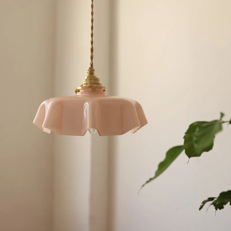 Retro Glazen Bloem Crème Hanglamp HL183