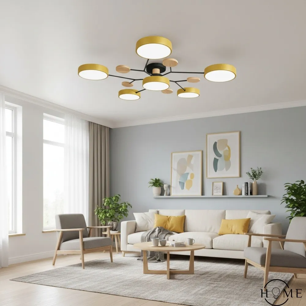 Nordic Vertakte Schijf LED Warm Witte Plafondlamp HL314