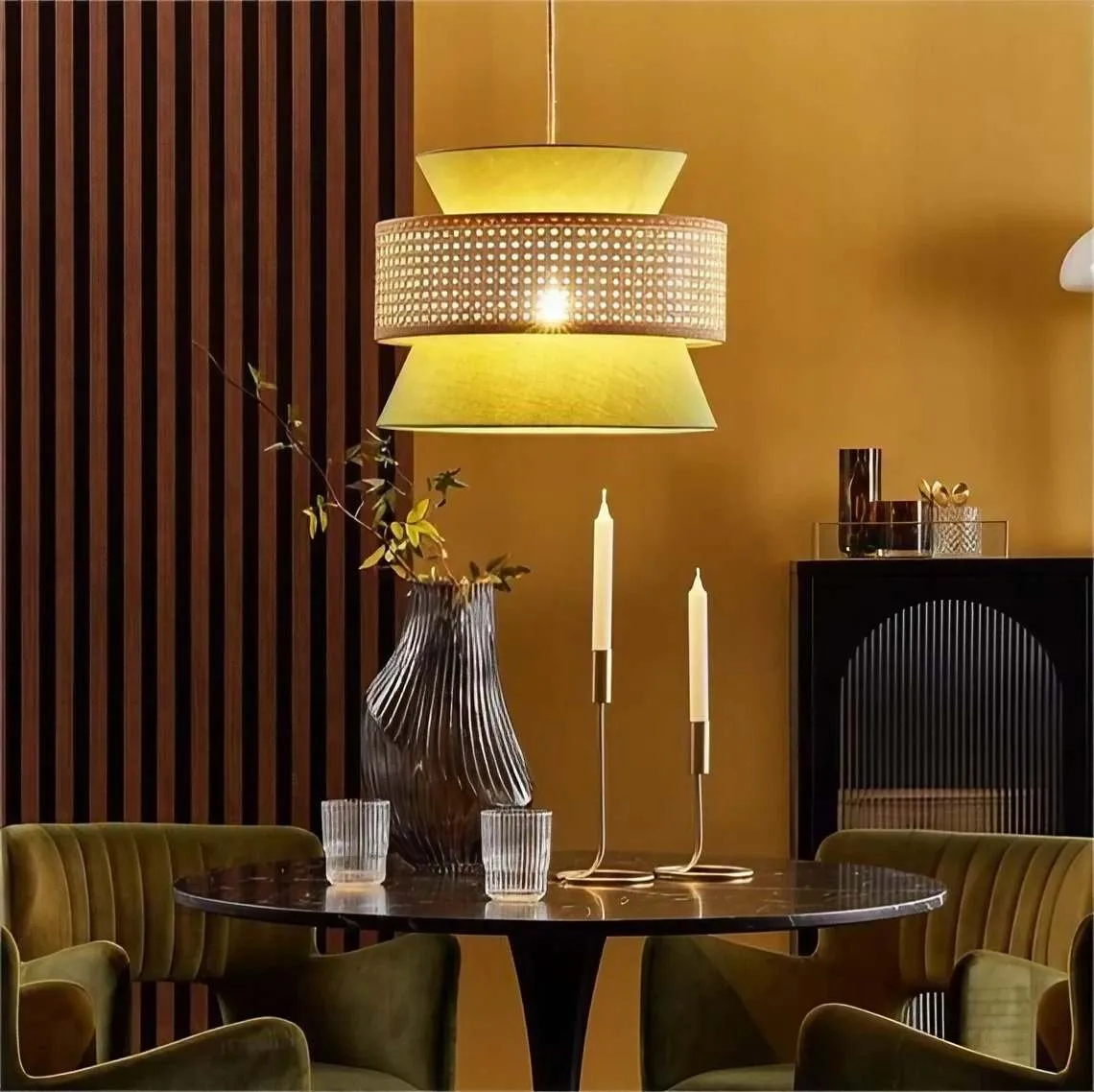 Rustieke Geribbelde Rotan Hanglamp HL03