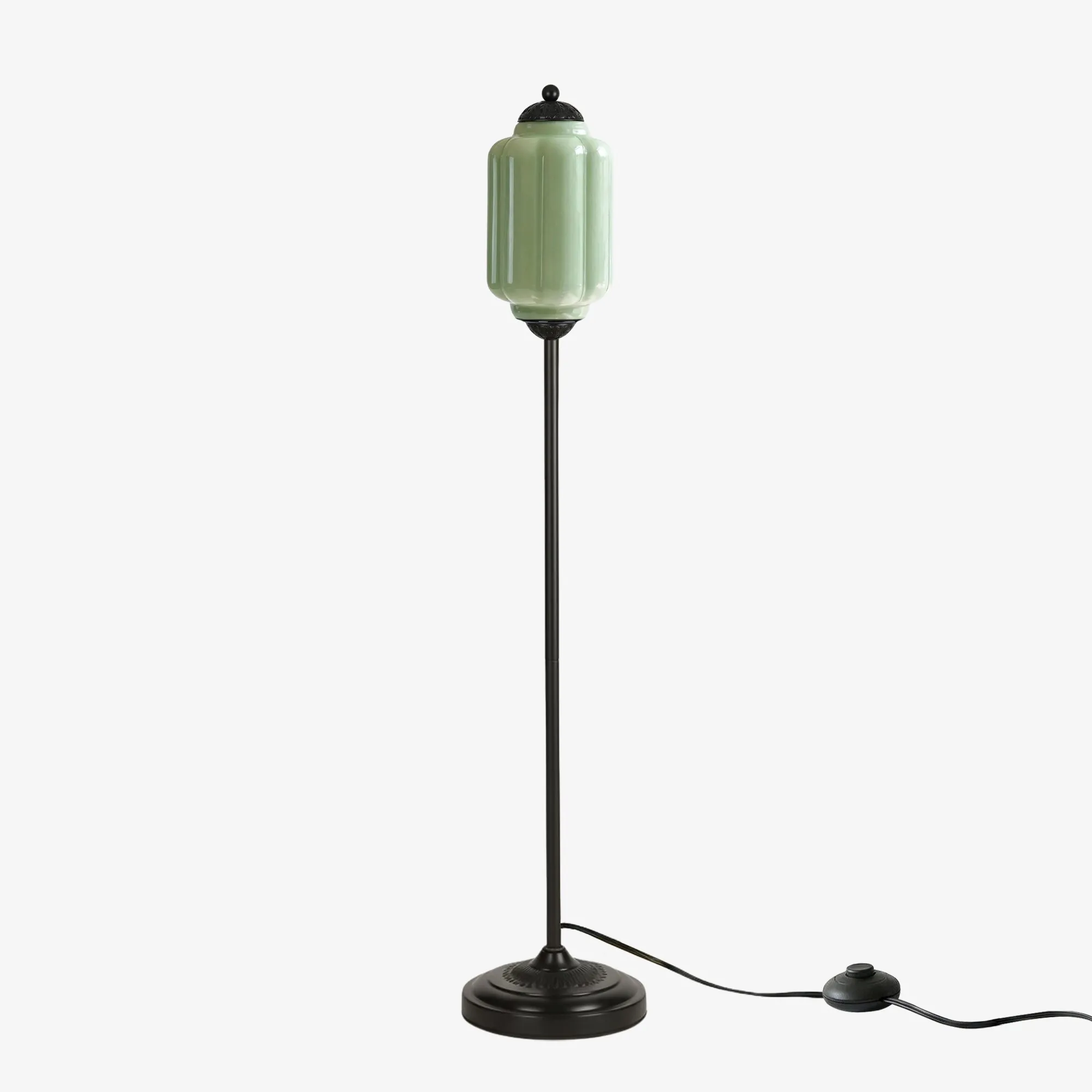 Eloise Vloerlamp van getextureerd glas in pompoenvorm - Organisch artistiek ontwerp en retrostijl voor de woonkamer HL2510