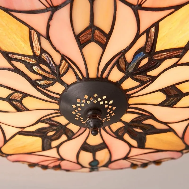 TF Ashton Tiffany glazen plafondlamp met libellemotief - overgangsstijl voor slaapkamers en woonkamers HL2256