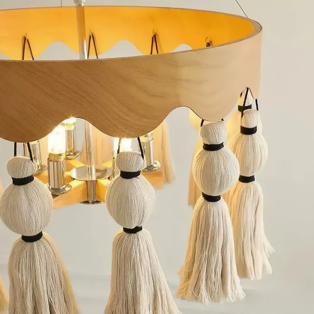 FringeAura Boho Kwastjes Kroonluchter - Grote Kroonluchter met Katoenen Franjes voor Eet- en Woonkamer HL2450