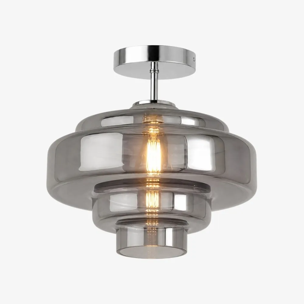 Koloro glazen plafondlamp - gelaagde, afgeronde lampenkap voor hal of garderobe HL3581