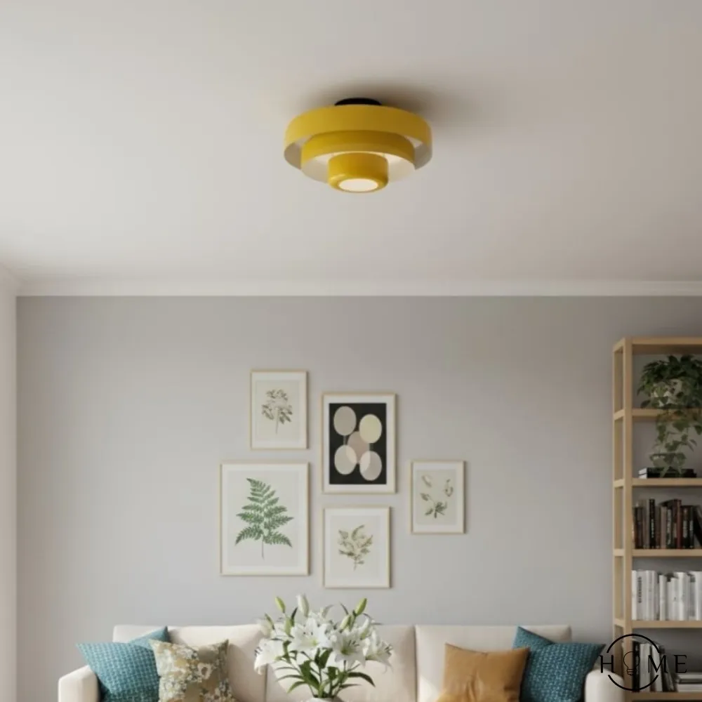 Veleora Bauhaus Drielaagse Plafondlamp - Kleurrijke Metalen Schijflamp HL1843