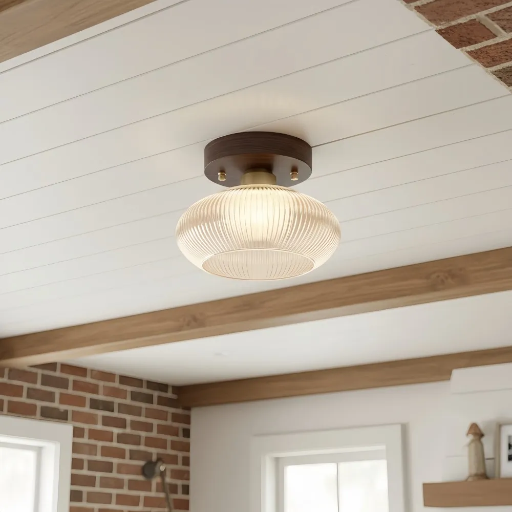 Soliro moderne glazen koepelplafondlamp met strakke, minimalistische vorm voor keukens en woonkamers HL2428