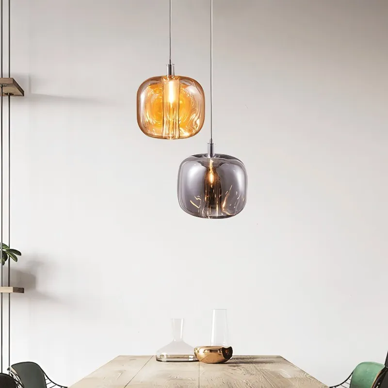 Cubie kroonluchter rookglas bol hanglamp voor kookeiland