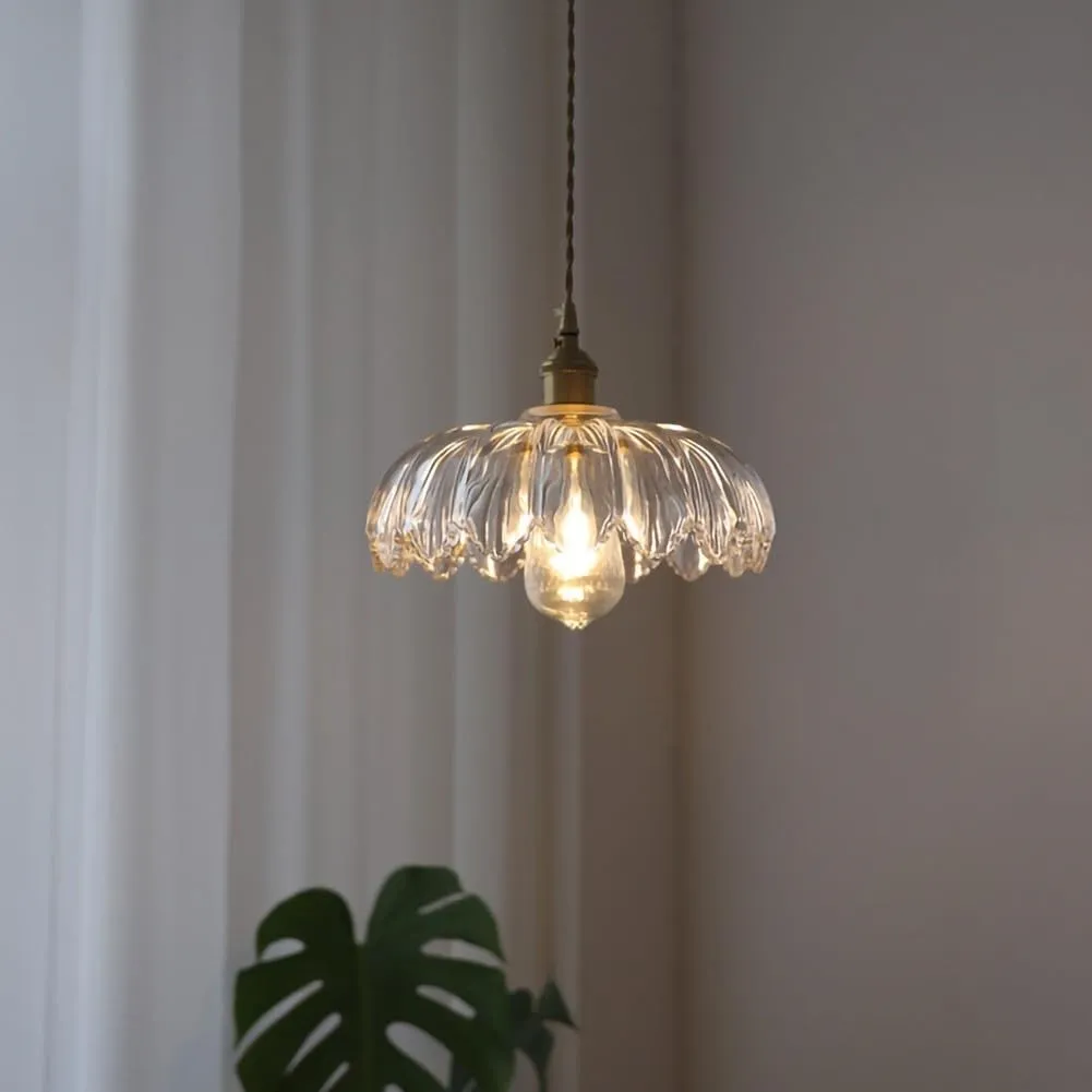 Vintage rustieke bloemblaadjesknoppen glazen hanglamp HL201