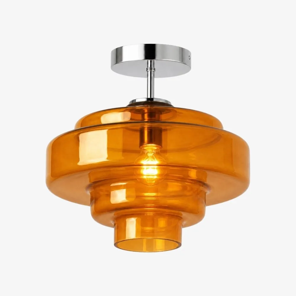 Koloro glazen plafondlamp - gelaagde, afgeronde lampenkap voor hal of garderobe HL3581