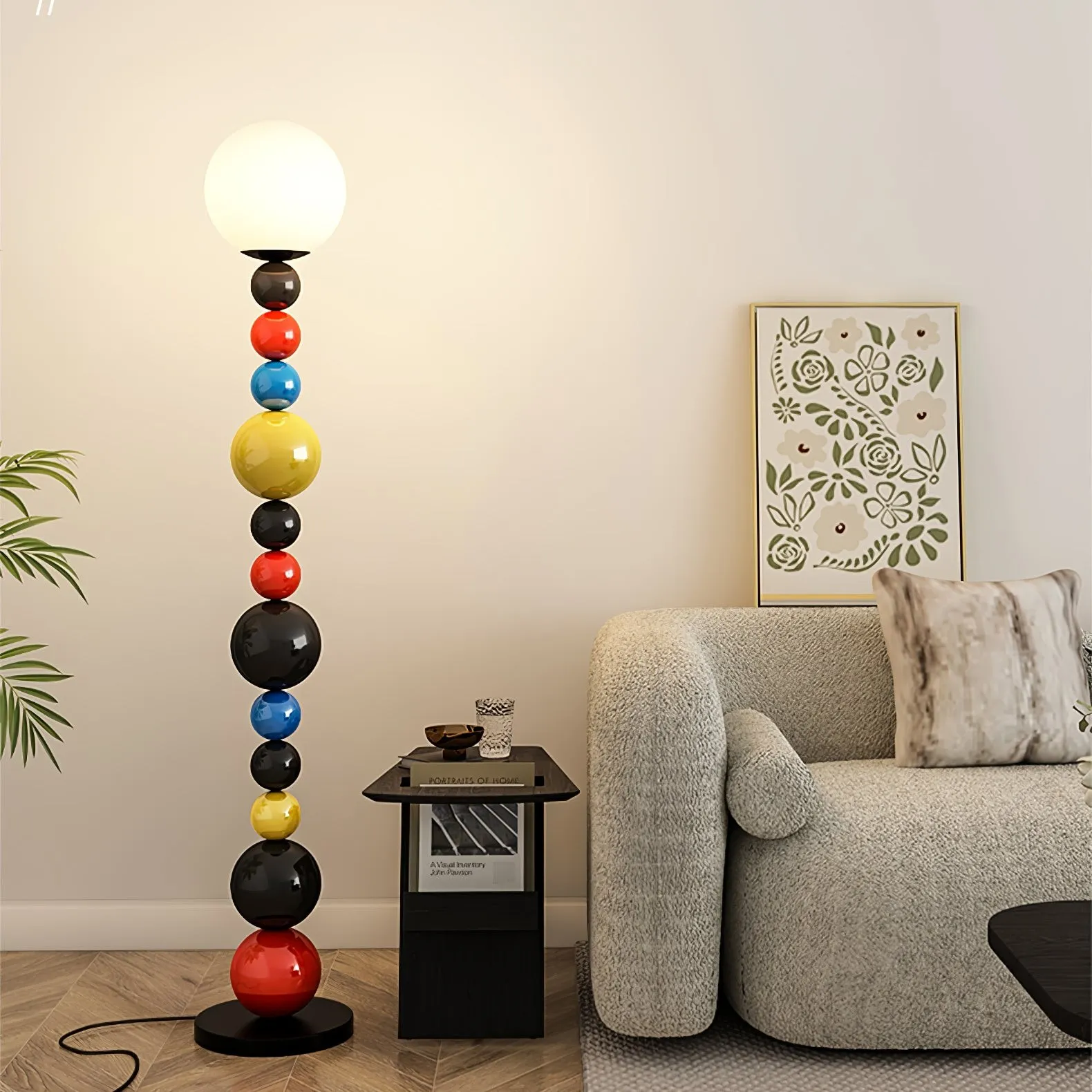Kleurrijke ronde bol vloerlamp HL485