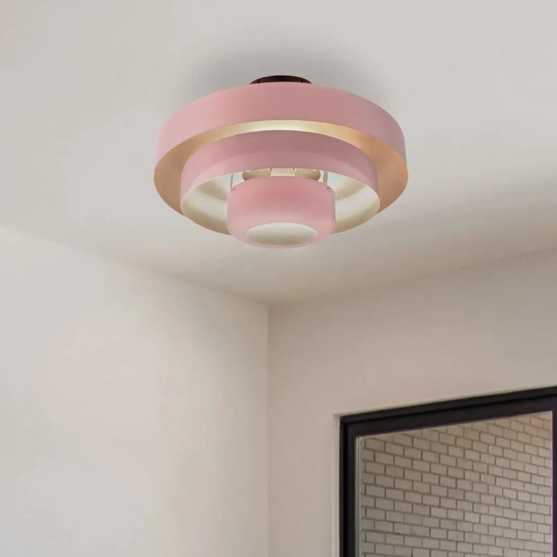 Veleora Bauhaus Drielaagse Plafondlamp - Kleurrijke Metalen Schijflamp HL1843