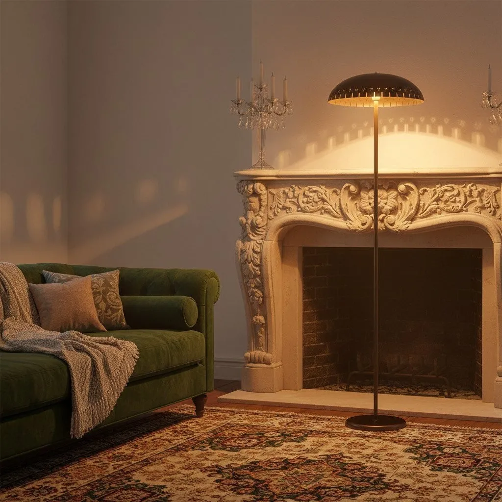 Lustrona metalen staande vloerlamp - moderne accentlamp met halfronde kap voor een stijlvolle inrichting van uw huis HL1855