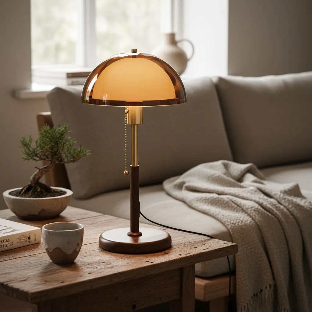 Afterglow tafellamp met ronde kap, accentlamp voor naast het bed - moderne retrostijl voor de slaapkamer HL2361