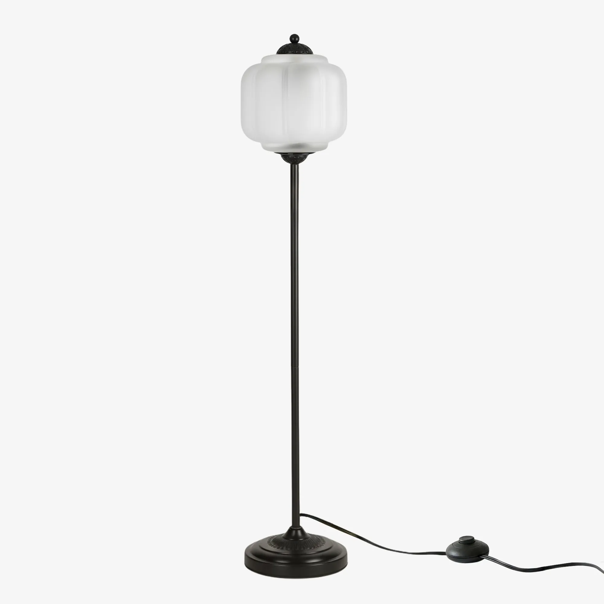 Eloise Vloerlamp van getextureerd glas in pompoenvorm - Organisch artistiek ontwerp en retrostijl voor de woonkamer HL2510