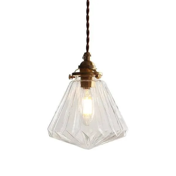Antiek helder geribbeld glas Slaapkamer keuken hanglamp HL48
