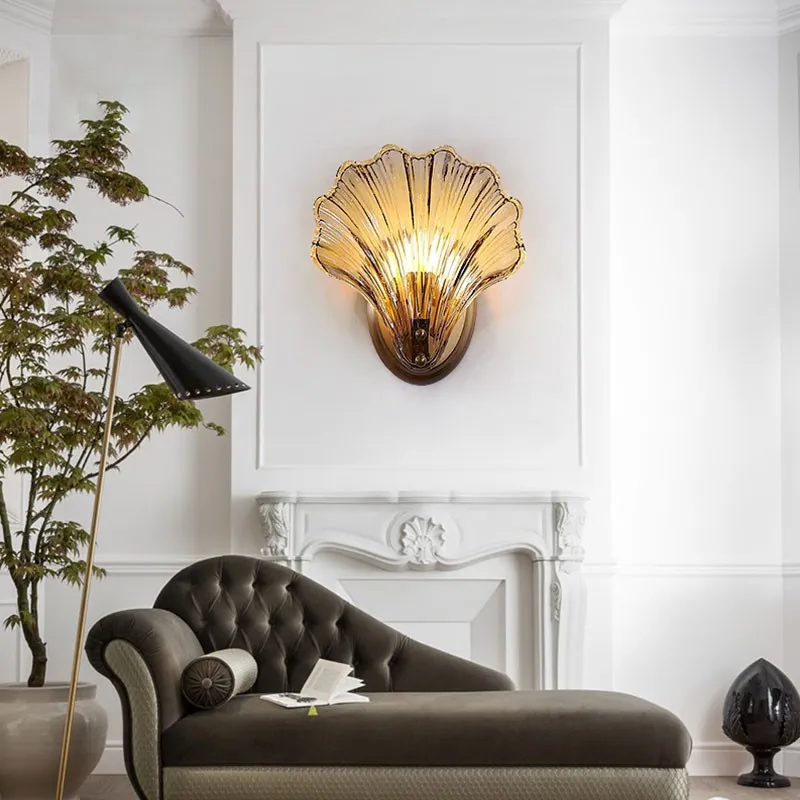 Moderne glazen design wandlamp in schelpvorm HL61