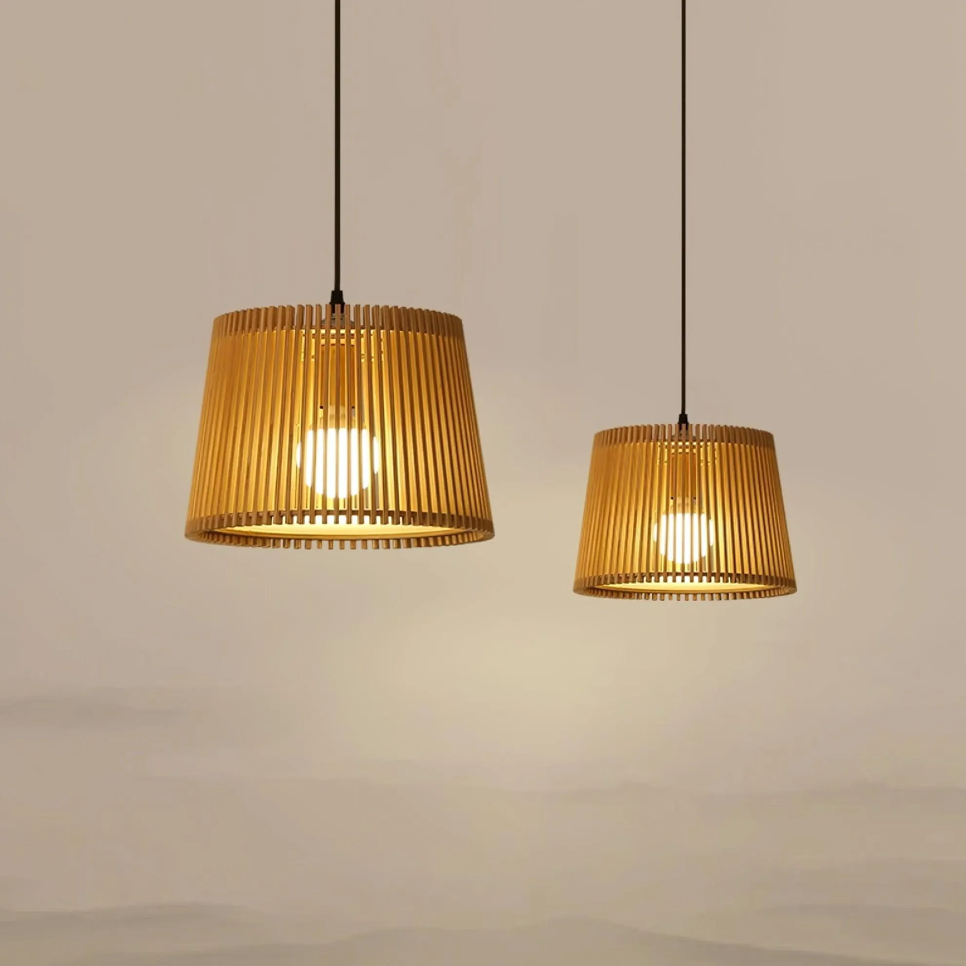 Houten boomstamkleurige kooi hanglamp HL752