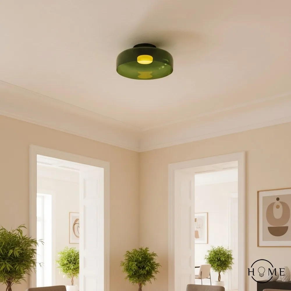 Scandinavische Glazen Schijf Plafondlamp - Noordse Macaron-stijl Lamp voor Woonkamers HL204