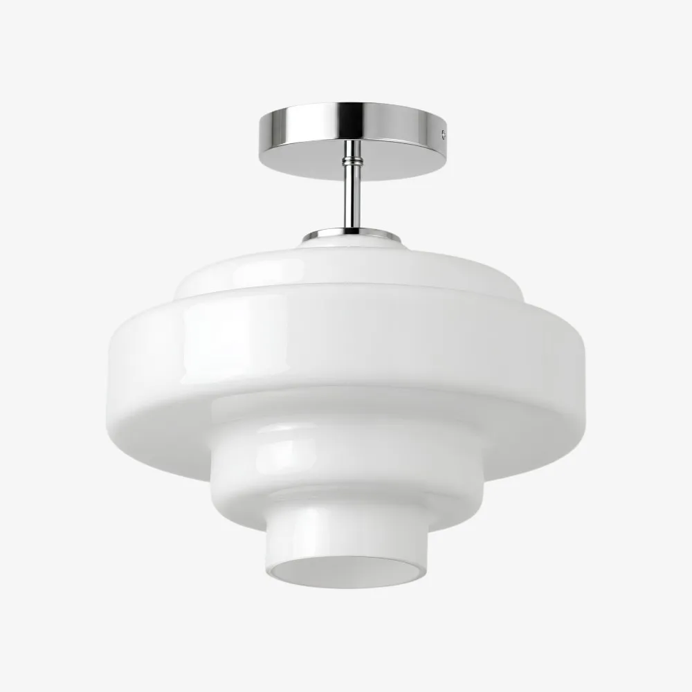 Koloro glazen plafondlamp - gelaagde, afgeronde lampenkap voor hal of garderobe HL3581