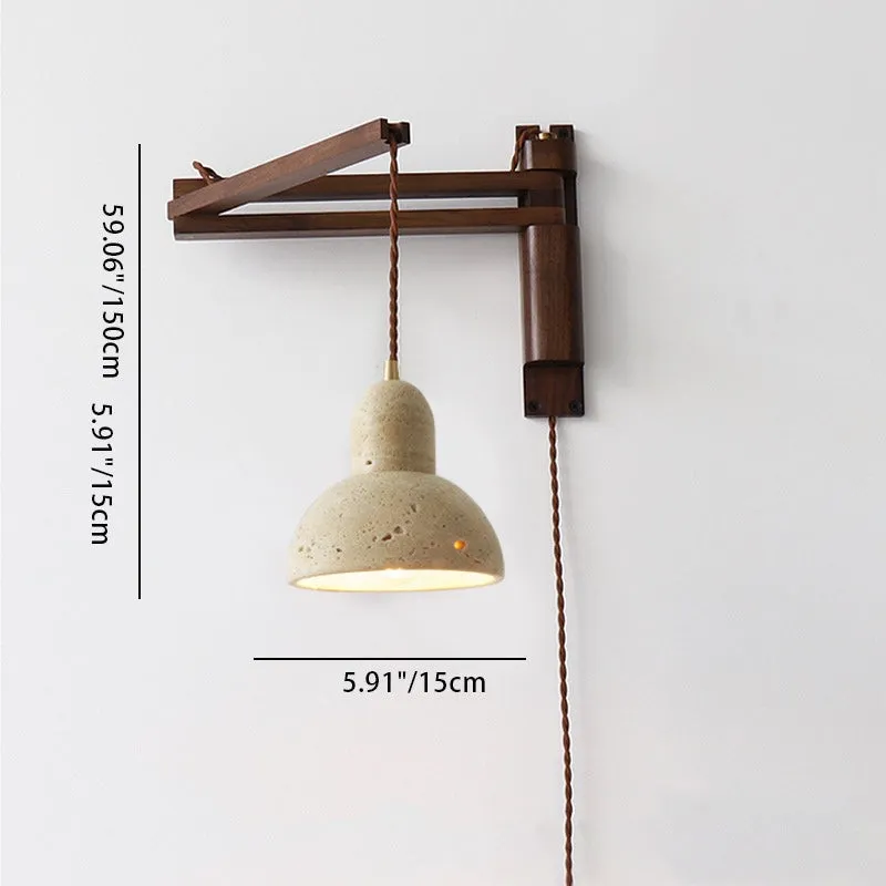 Traditionele Japanse houten travertijn bolvormige intrekbare opvouwbare wandlamp HL1111