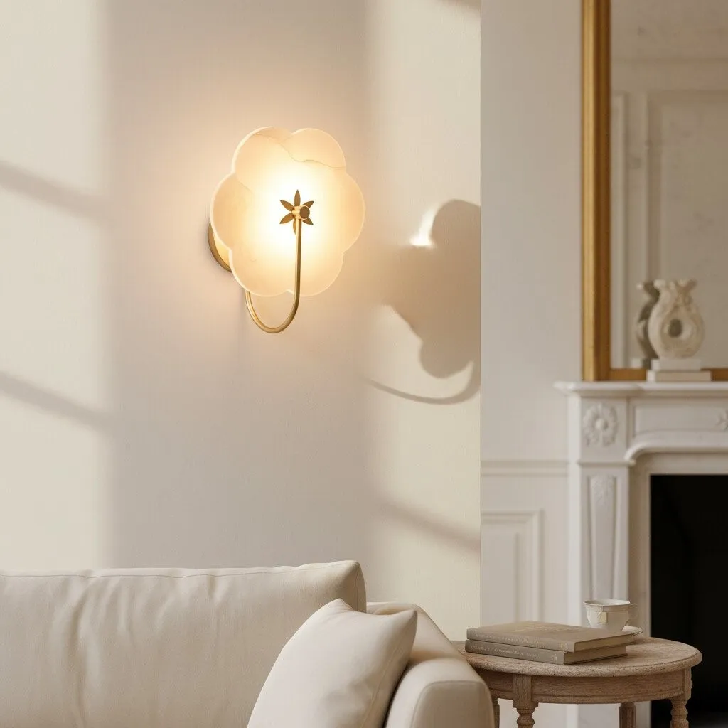 Albi Albasten Wandlamp - Uitgesneden bloemmotieven, geschikt voor woonkamers of slaapkamers HL1907