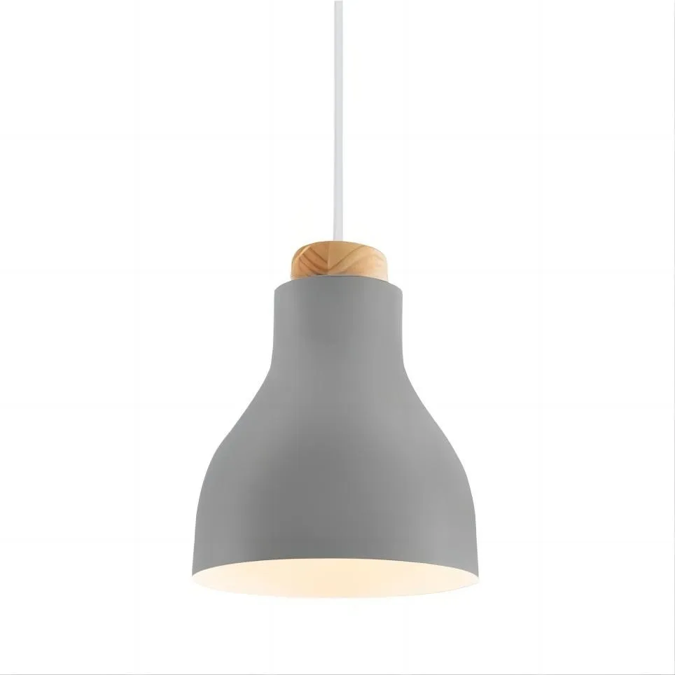 Nordic cilinder hanglamp met houten kop HL197