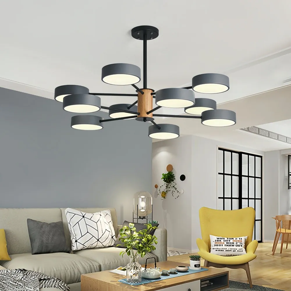 Scandinavische kroonluchter met houten takken - Sputnik Disc LED-lamp HL1352
